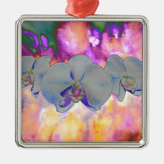 Abstrakte tropische Orchideen Silbernes Ornament (Vorne)