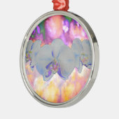 Abstrakte tropische Orchideen Silbernes Ornament (Links)