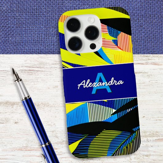 Abstrakte tropische Palmen Blätter Mit Monogramm Case-Mate iPhone Hülle