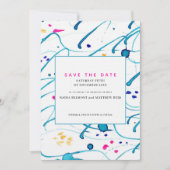 Abstrakte tropische Wellen Hochzeit speichern das Einladung (Vorderseite)