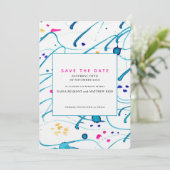 Abstrakte tropische Wellen Hochzeit speichern das Einladung (Stehend Vorderseite)