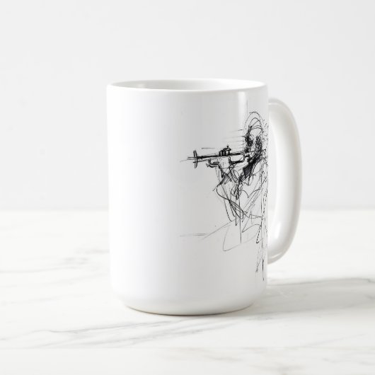 Abstrakte Trumpet-Player-Sketch Kaffeetasse (VorderseiteRechts)