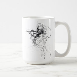 Abstrakte Trumpet-Player-Sketch Kaffeetasse