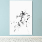 Abstrakte Trumpet-Player-Sketch - Premium Leinwanddruck (Insitu (Holzboden))