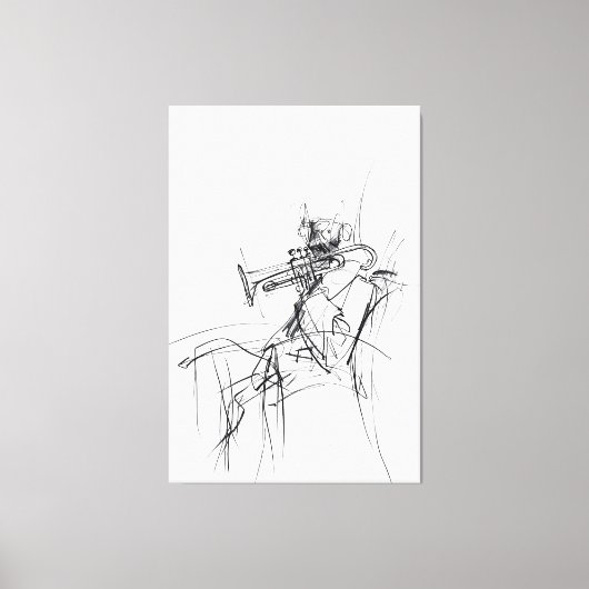 Abstrakte Trumpet-Player-Sketch - Premium Leinwanddruck (Vorderseite)