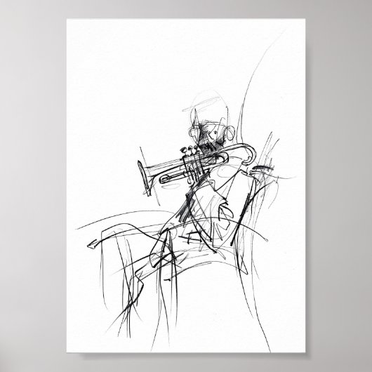 Abstrakte Trumpet-Player-Sketch - Premium Poster (Vorne)