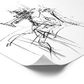 Abstrakte Trumpet-Player-Sketch - Premium Poster (Ecke)