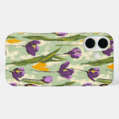 Abstrakte Tulip Blüten auf grünem Hintergrund Case-Mate iPhone Hülle (Rückseite (Horizontal))