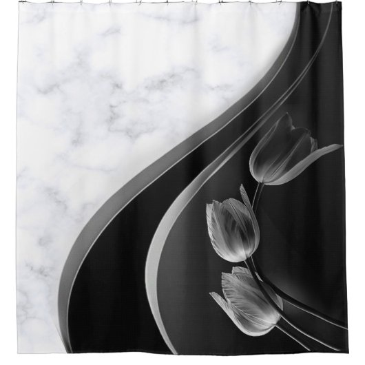Abstrakte Tulips aus weißem Marmor Duschvorhang (Vorderseite)