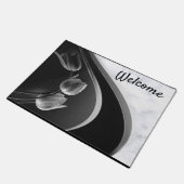 Abstrakte Tulips aus weißem Marmor Fußmatte (Schrägansicht)