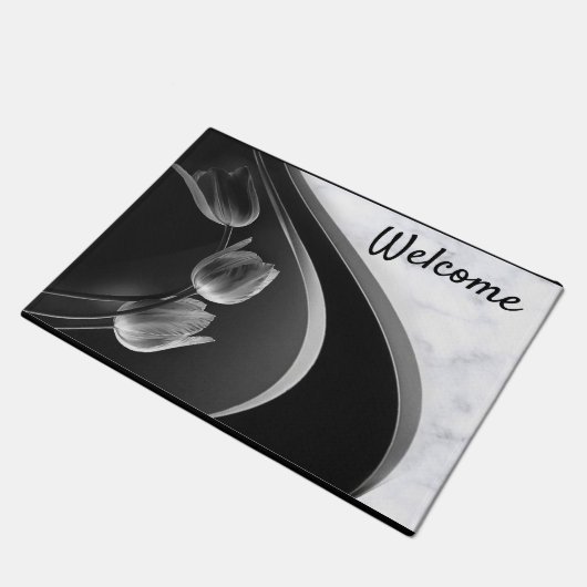 Abstrakte Tulips aus weißem Marmor Fußmatte (Schrägansicht)