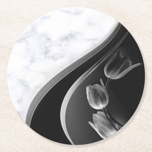 Abstrakte Tulips aus weißem Marmor Runder Pappuntersetzer (Vorderseite)