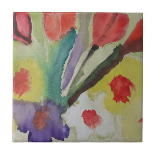 Abstrakte Tulips & Spring Blumen Keramik Tile Fliese