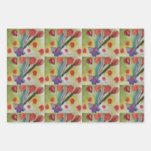 Abstrakte Tulips und Frühlingsblumen Geschenkpapier Set (Vorderseite 2)