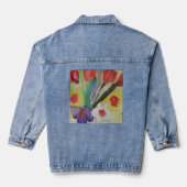 Abstrakte Tulips und Frühlingsblumen Jeansjacke (Rückseite)