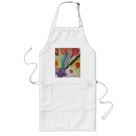 Abstrakte Tulips und Frühlingsblumen Lange Schürze (Vorne)