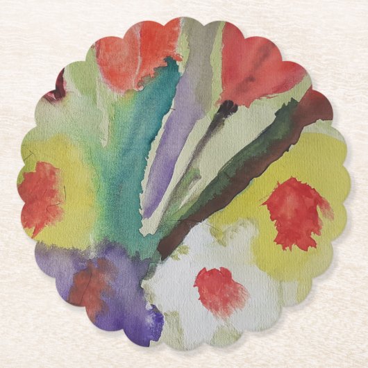 Abstrakte Tulips und Frühlingsblumen Papier Unters Untersetzer (Vorderseite)