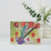 Abstrakte Tulips und Frühlingsblumen Postkarte (Stehend Vorderseite)