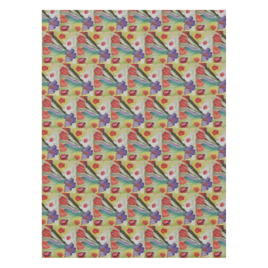 Abstrakte Tulips und Frühlingsblumen Tischdecke (Vorderseite)