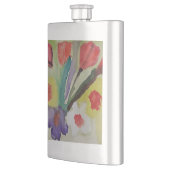 Abstrakte Tulpen & Frühlingsblumen Klassisch Flachmann (Links)