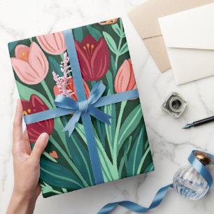Abstrakte Tulpen Schmetterlinge Kunst Geschenkpapi Geschenkpapier