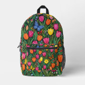 Abstrakte Tulpen Schmetterlinge Rucksack (Vorderseite)