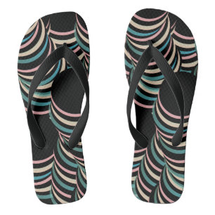 Abstrakte Tunnel-Wirbel Rosa grünes Schwarz Badesandalen