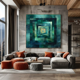 Abstrakte Tunnelkunst - Aquamarin und grün Poster