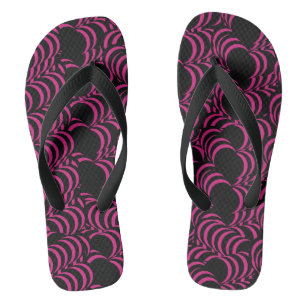 Abstrakte Tunnelwirbel Rosa Schwarz Badesandalen