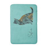 Abstrakte Türkis- und Goldkatze Badematte (Vorderseite Vertikal)