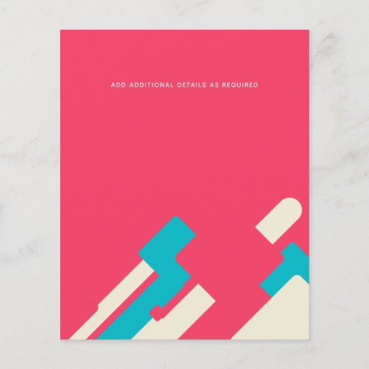 Abstrakte türkisblaue Korallenroter Hochzeitsempfa (Rückseite)