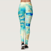 Abstrakte türkisblaue Wolken Leggings (Rückseite)