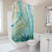 abstrakte türkisfarbene Acrylputzküste Duschvorhang (Beispiel)