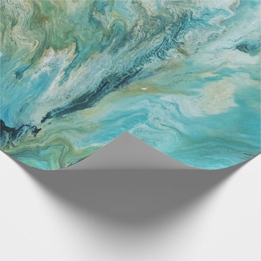 abstrakte türkisfarbene Acrylputzküste Geschenkpapier (Ecke)