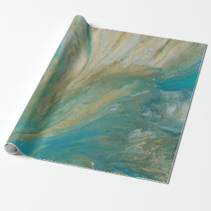 abstrakte türkisfarbene Acrylputzküste Geschenkpapier