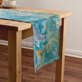 abstrakte türkisfarbene Acrylputzküste Kurzer Tischläufer (Beispiel)