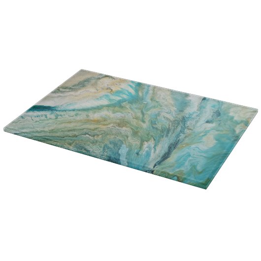 abstrakte türkisfarbene Acrylputzküste Schneidebrett (Ecke)