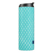 Abstrakte türkisfarbene Linie Schlagmuster Thermosbecher (Nach links gedreht)