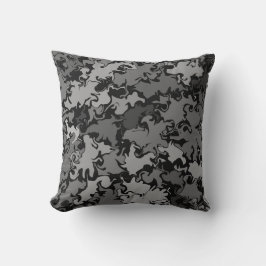 Abstrakte Twirbelfarben / Schwarz und Weiß / Kissen