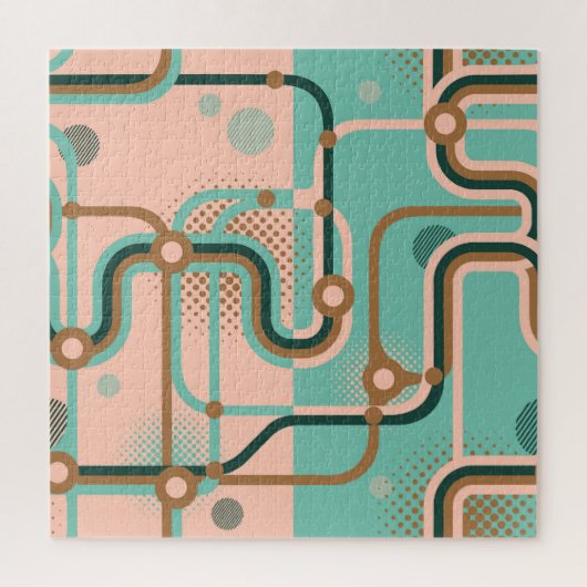 Abstrakte U-Bahn-Karte, Doppelmuster. Puzzle (Vertikal)