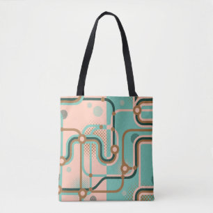 Abstrakte U-Bahn-Karte, Doppelmuster. Tasche