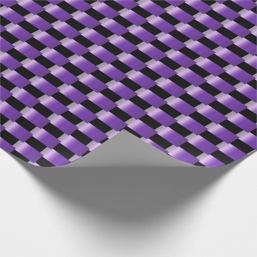 Abstrakte überlappende Rechtecke, lila auf schwarz Geschenkpapier (Ecke)