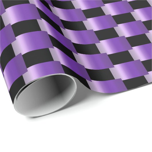 Abstrakte überlappende Rechtecke, lila auf schwarz Geschenkpapier (Rolleneckpunkt)