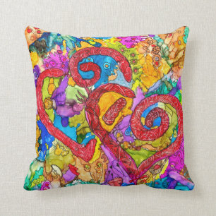 Abstrakte und farbenfrohe Herzklopfen Kissen