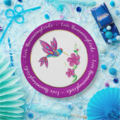 Abstrakte und farbenfrohe Hummingvogel und Blume Pappteller (Party)