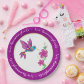 Abstrakte und farbenfrohe Hummingvogel und Blume Pappteller (Party)