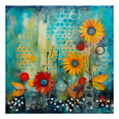 abstrakte und schicke Blumenkunst Poster (Vorderseite)