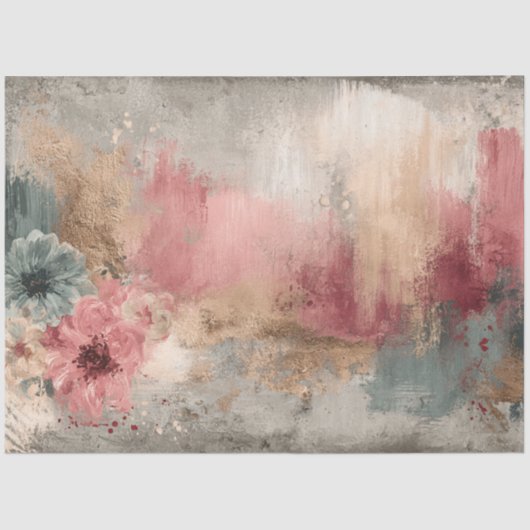 Abstrakte Uni bedrückte Florals Decoupage Seidenpapier (Vorderseite)