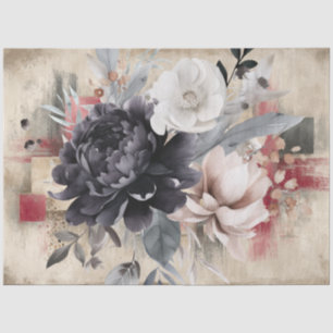 Abstrakte Uni bedrückte Florals Decoupage Seidenpapier