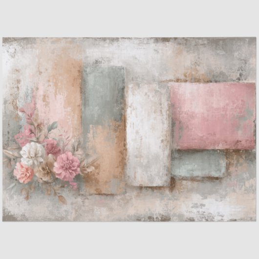 Abstrakte Uni bedrückte Florals Decoupage Seidenpapier (Vorderseite)